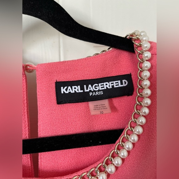 Karl Lagerfeld Pink Pearl Neckline Dress - Picture 2 of 15